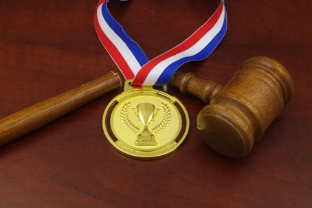 gavel with medal